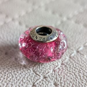 Authentic Pandora Pink Glass Charm S925 ALE LIKE-NEW